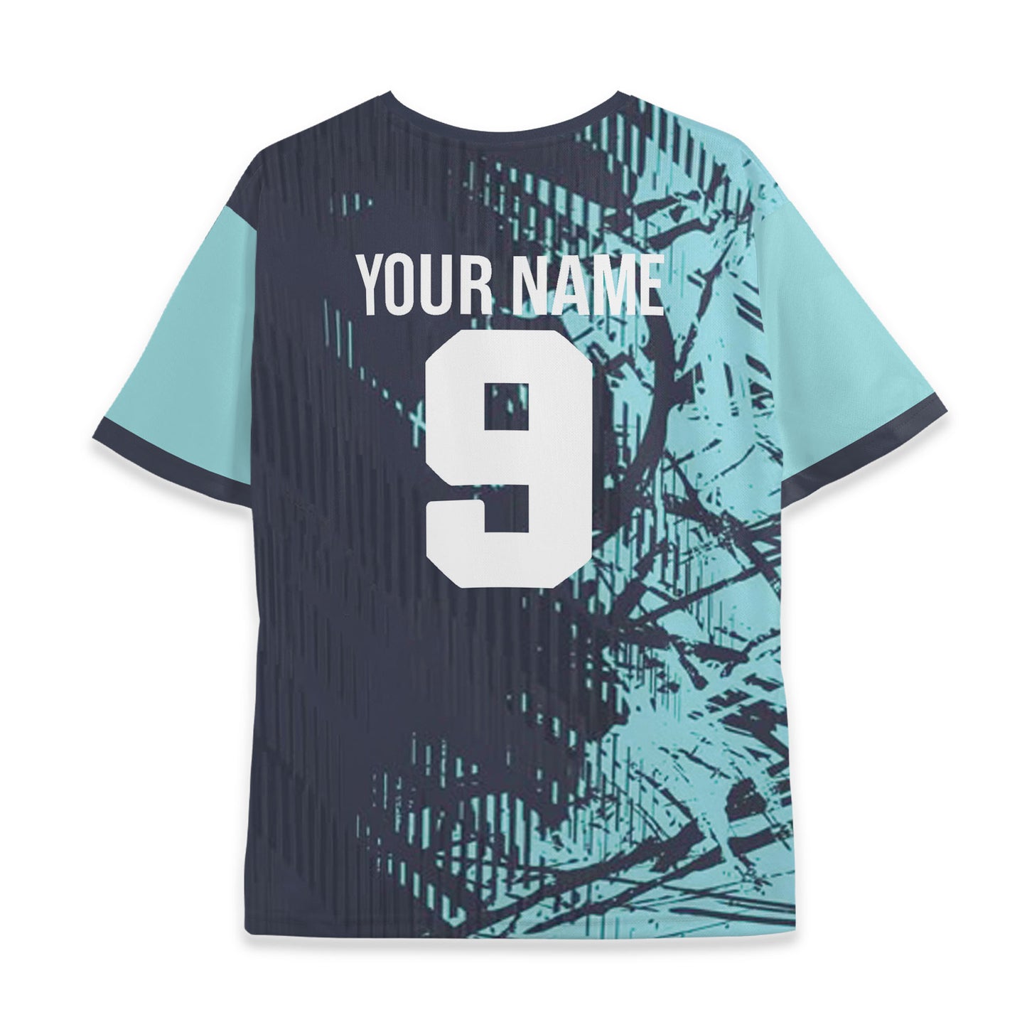 Custom Team Light Blue and Black Pattern Soccer Jersey