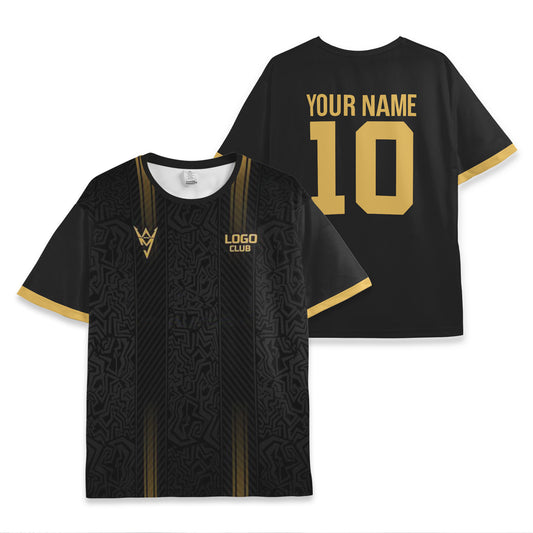 Custom Team Gold and Black Pattern Soccer Jersey