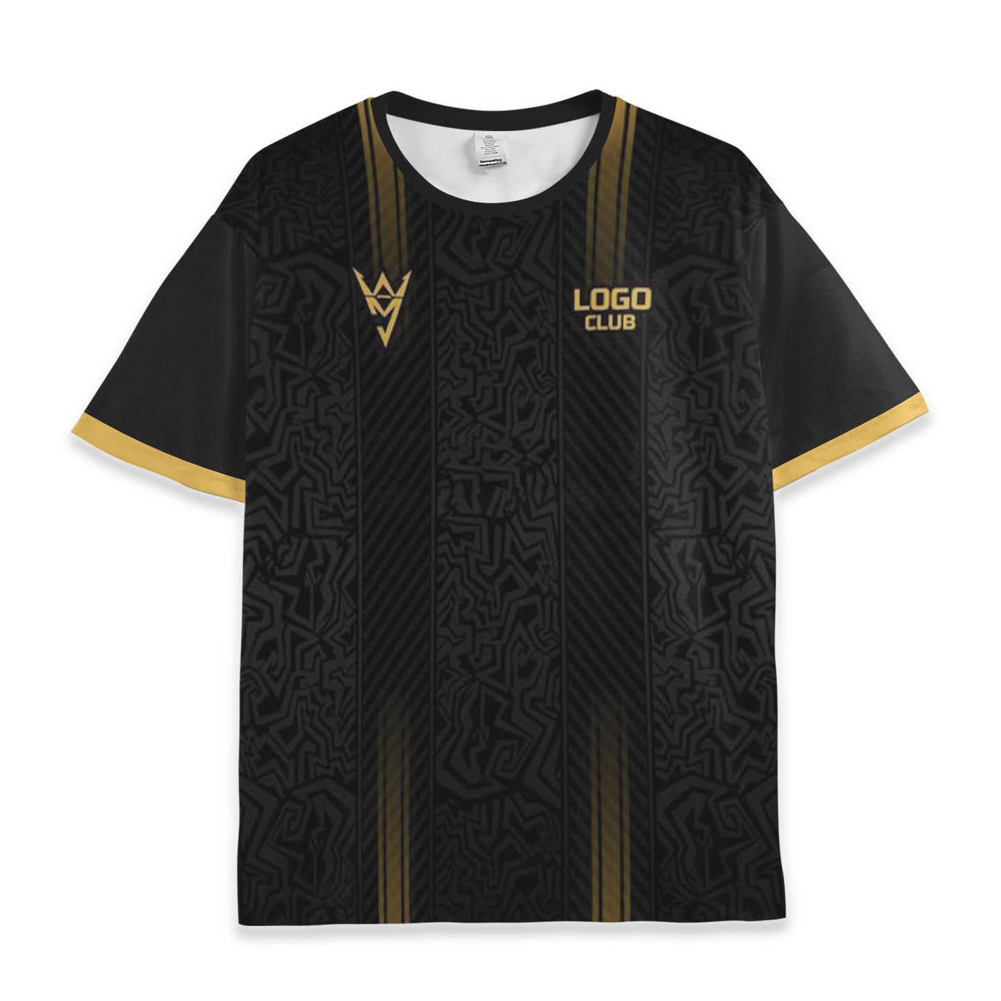 Custom Team Gold and Black Pattern Soccer Jersey