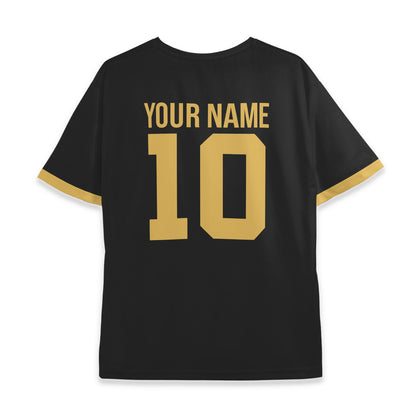 Custom Team Gold and Black Pattern Soccer Jersey