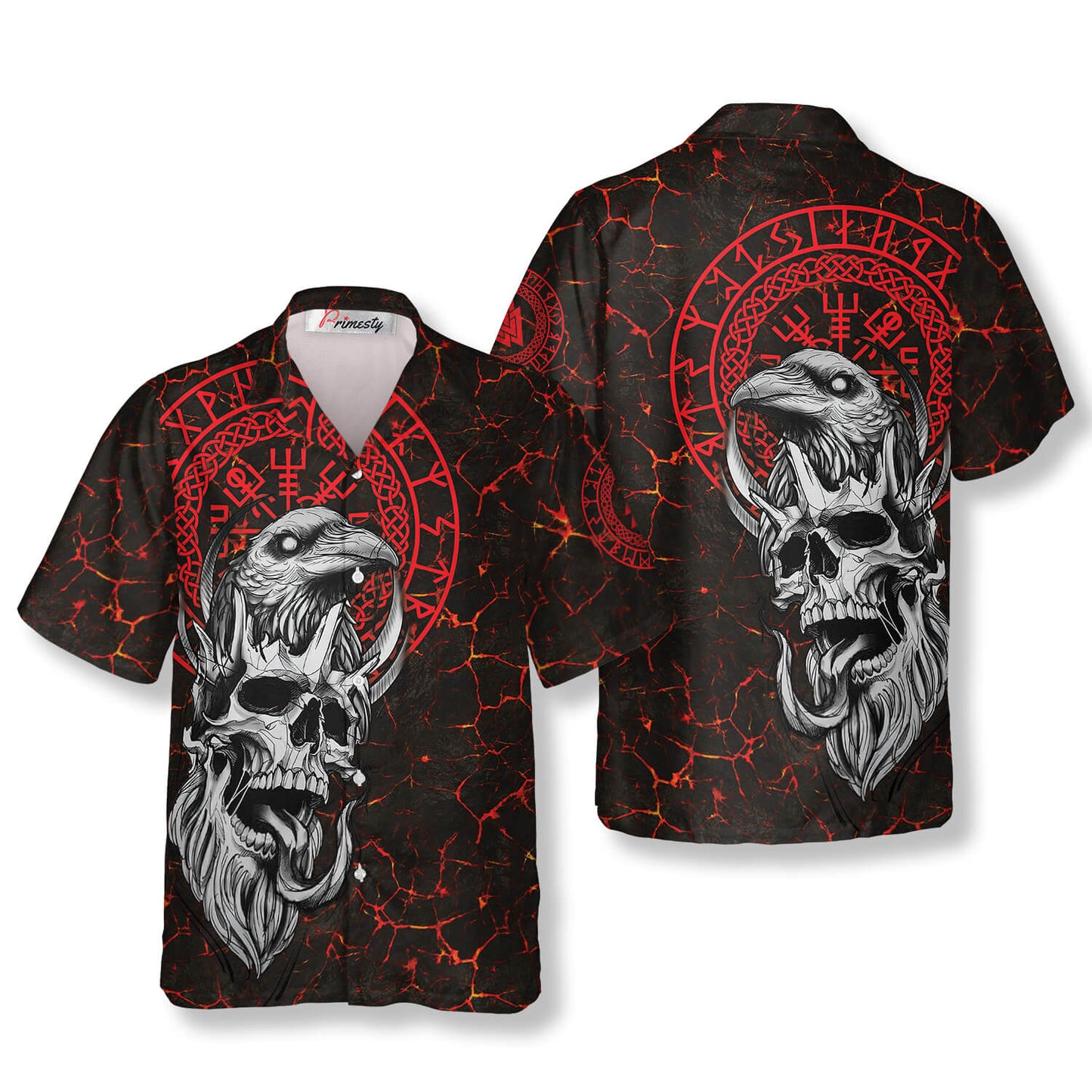 Viking Great Warrior Skull Hawaiian Shirt - Primesty
