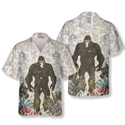 Walk In Snow Storm Bigfoot Hawaiian Shirts For Men - Primesty