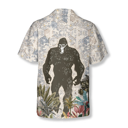 Walk In Snow Storm Bigfoot Hawaiian Shirts For Men