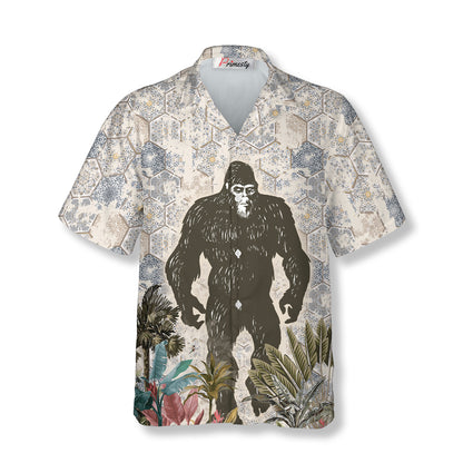 Walk In Snow Storm Bigfoot Hawaiian Shirts For Men