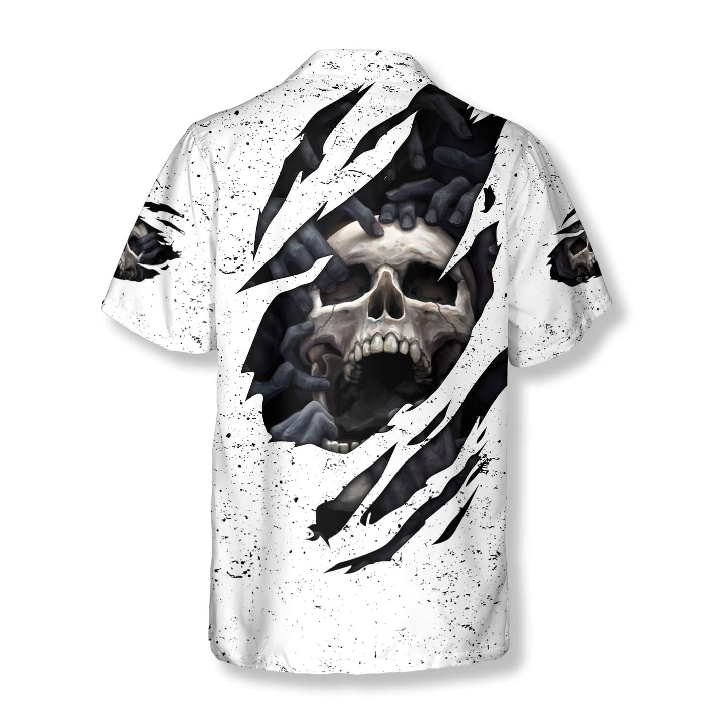 White Grunge Skull Hawaiian Shirt
