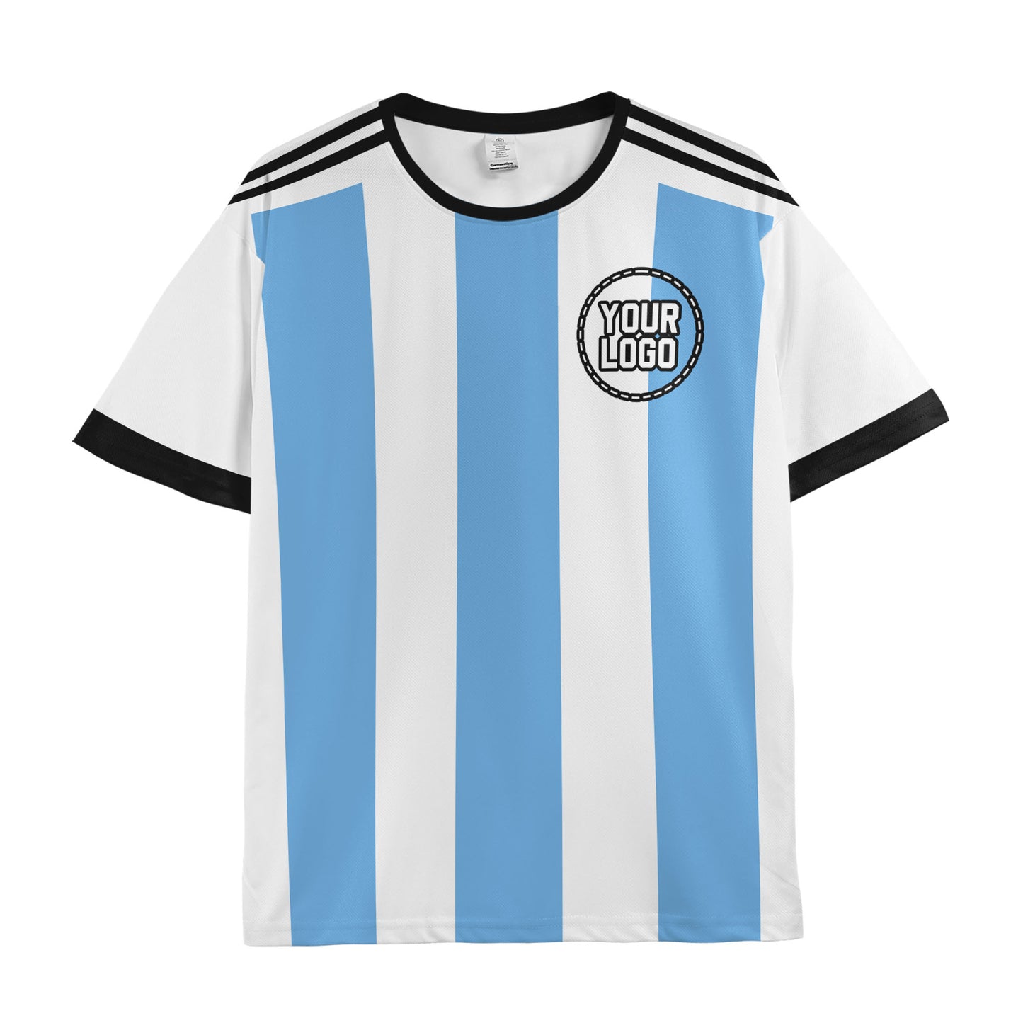 Custom Team Blue and White Bold Stripe Soccer Jersey