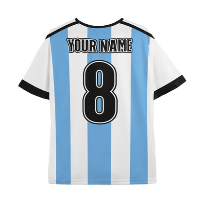 Custom Team Blue and White Bold Stripe Soccer Jersey