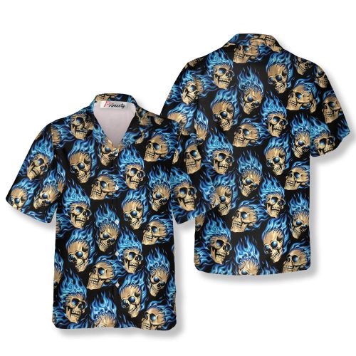 Wisps Fire Skull Hawaiian Shirt - Primesty
