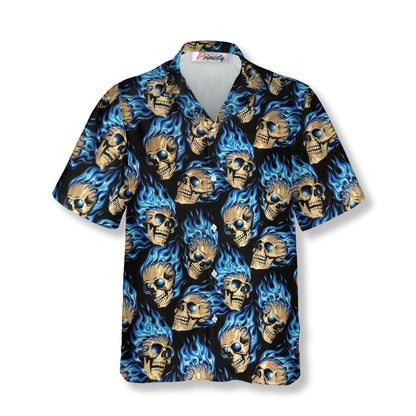 Wisps Fire Skull Hawaiian Shirt