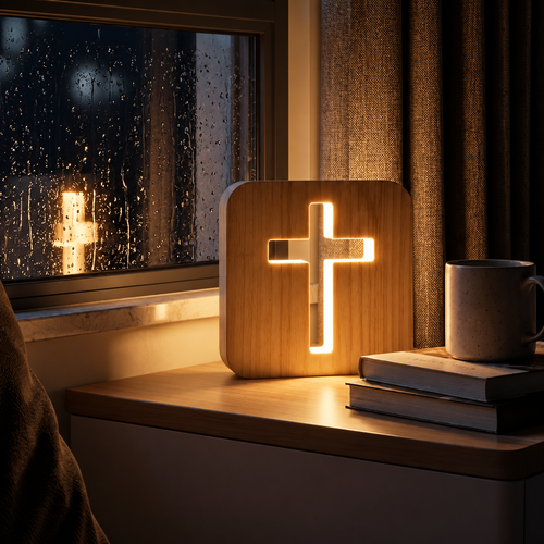 Lumen Wooden Cross Lamp Decor