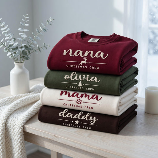 Personalized Embroidered Christmas Crew Sweatshirt