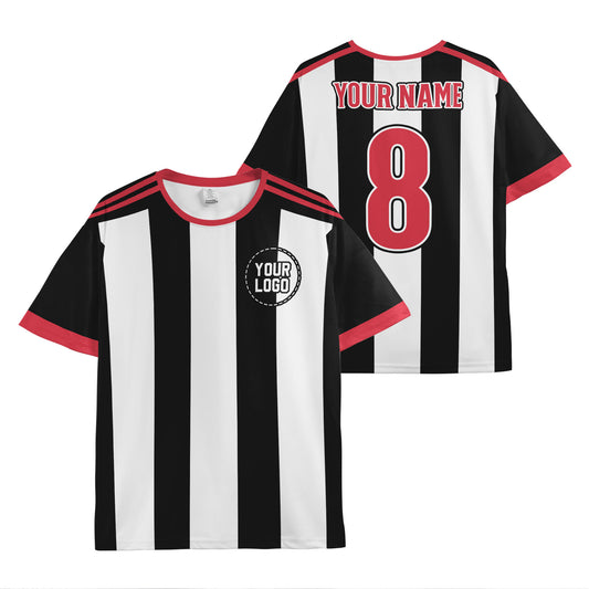 Custom Team Red and Black Bold Stripe Soccer Jersey