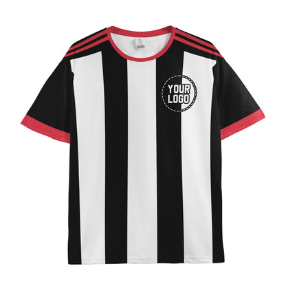 Custom Team Red and Black Bold Stripe Soccer Jersey