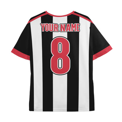 Custom Team Red and Black Bold Stripe Soccer Jersey