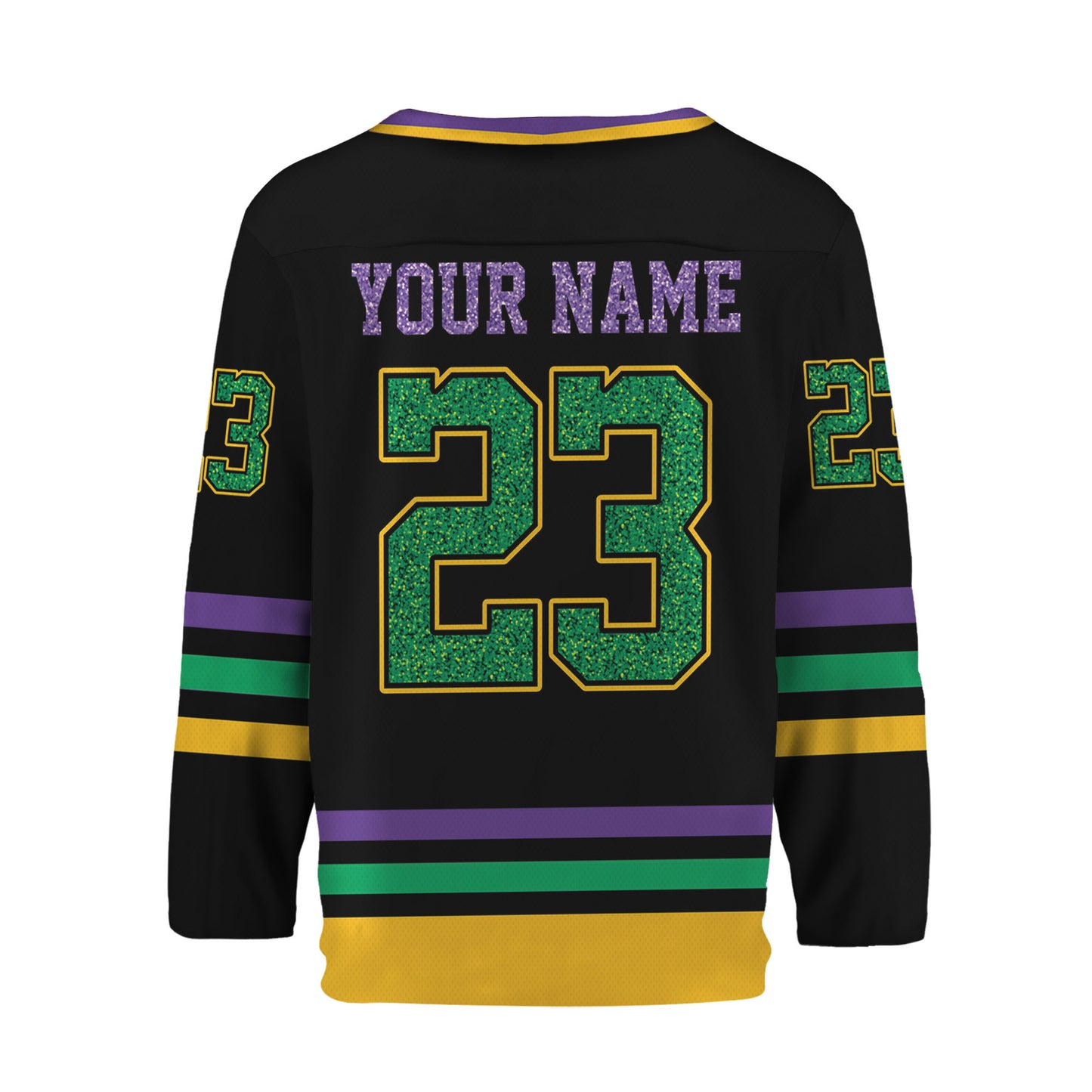 Custom Mardi Gras Black Hockey Jersey