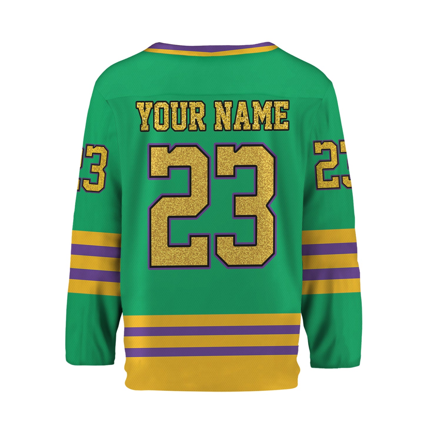 Custom Mardi Gras Green Hockey Jersey
