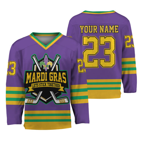 Custom Mardi Gras Purple Hockey Jersey