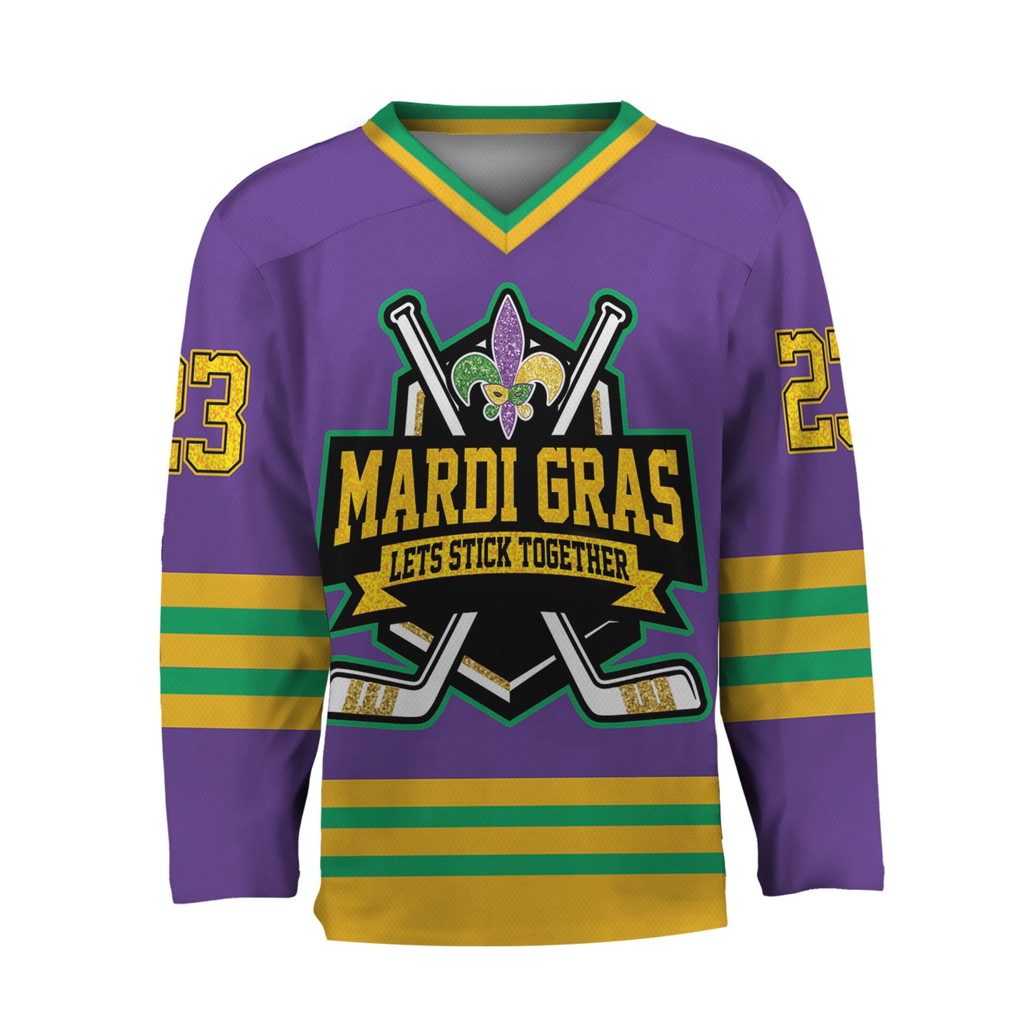 Custom Mardi Gras Purple Hockey Jersey