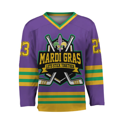 Custom Mardi Gras Purple Hockey Jersey