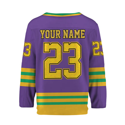 Custom Mardi Gras Purple Hockey Jersey