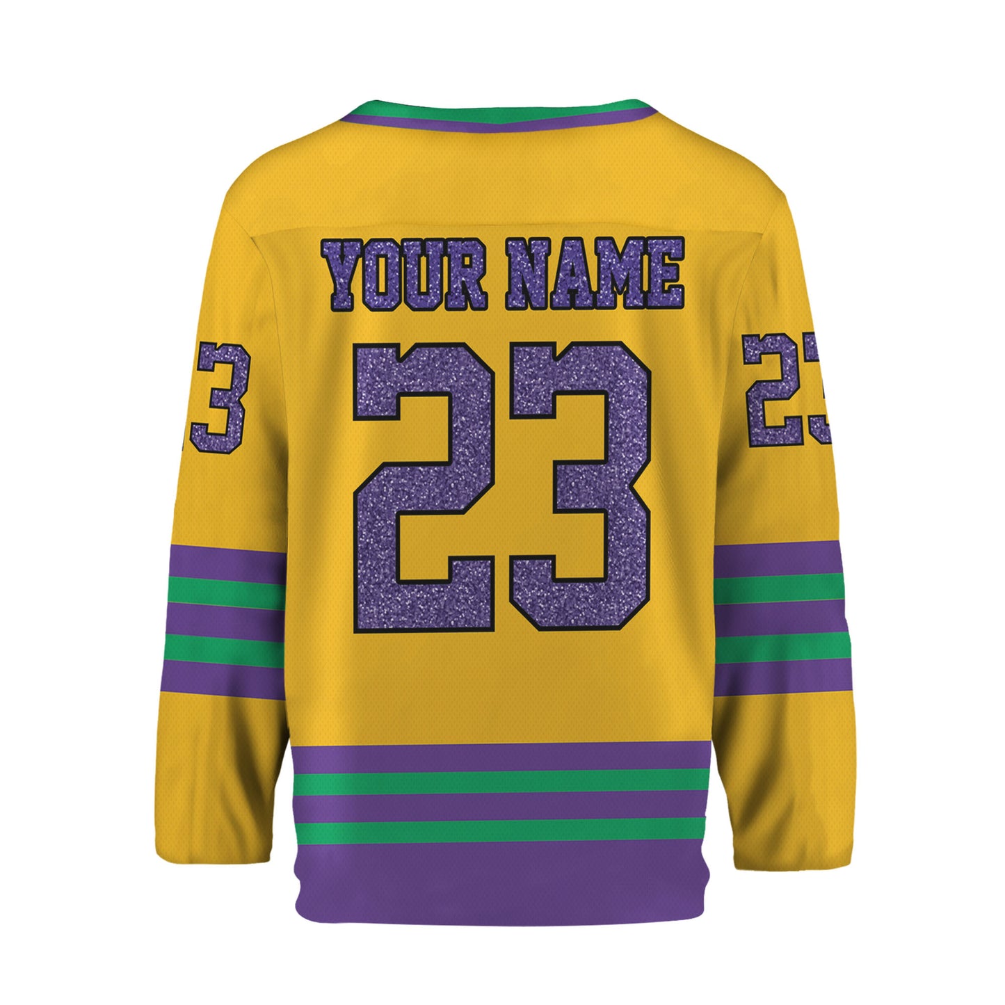 Custom Mardi Gras Yellow Hockey Jersey