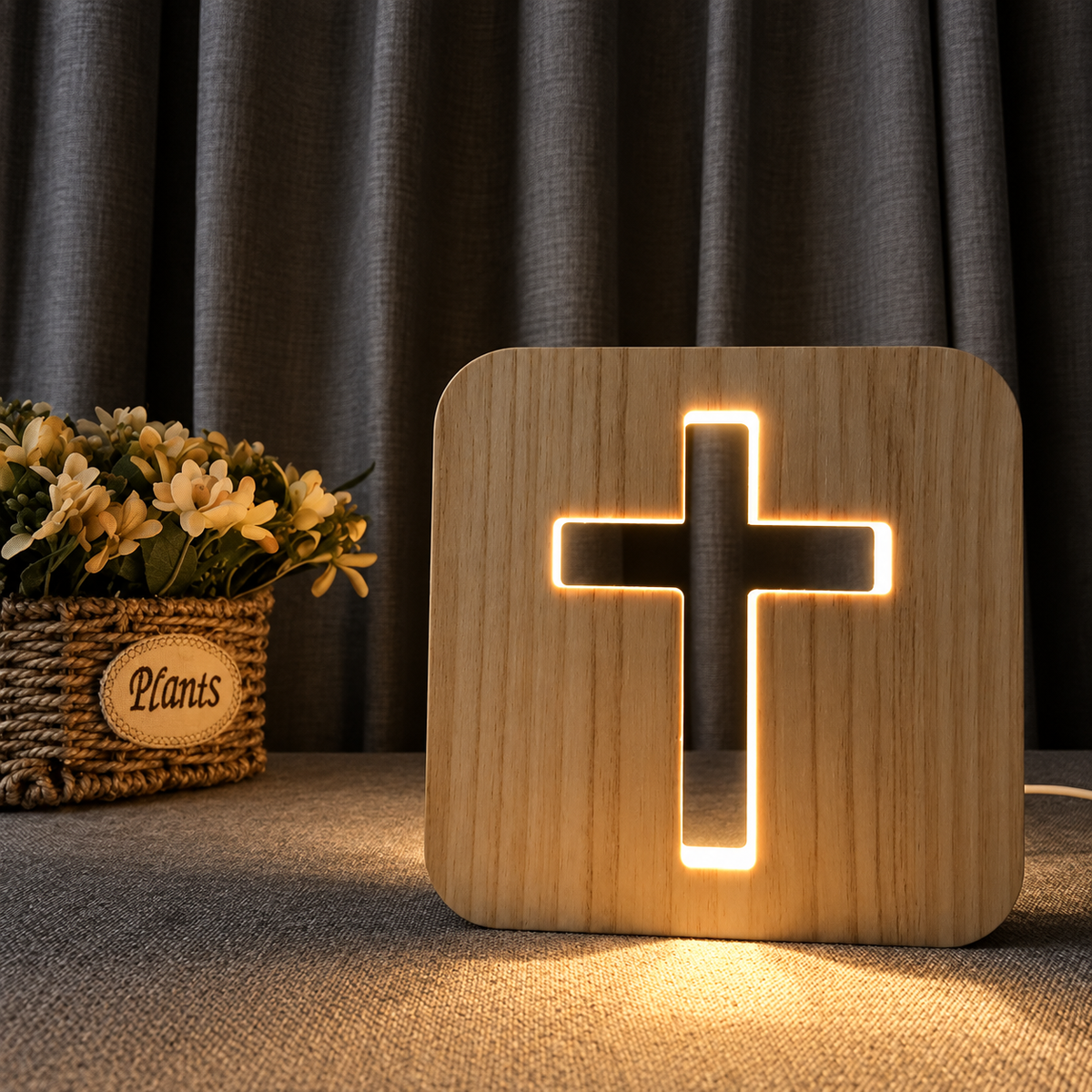 Lumen Wooden Cross Lamp Decor