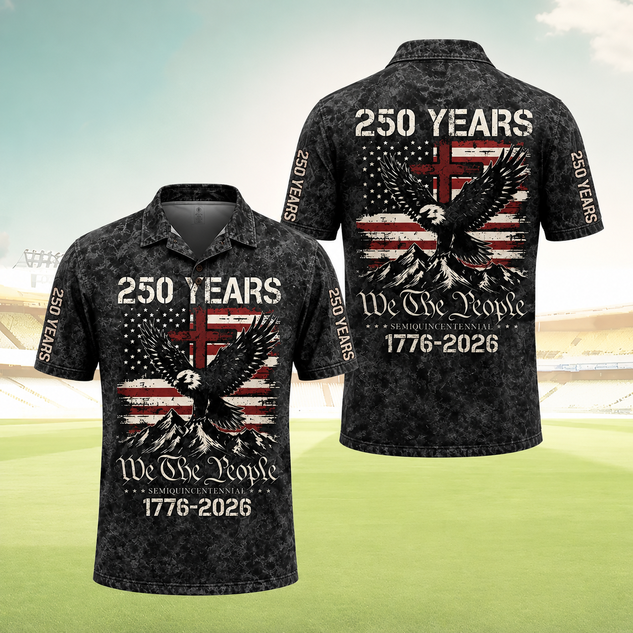 1776-2026 We The People Eagle Golf Polo Shirt Gift for Men