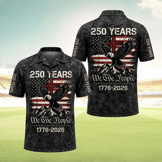 1776-2026 We The People Eagle Golf Polo Shirt Gift for Men
