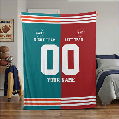 Custom Half and Half Team Football Blanket