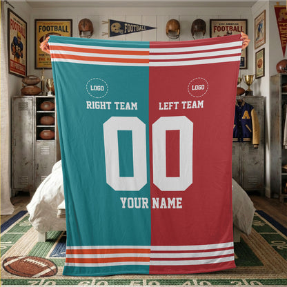 Custom Half and Half Team Football Blanket