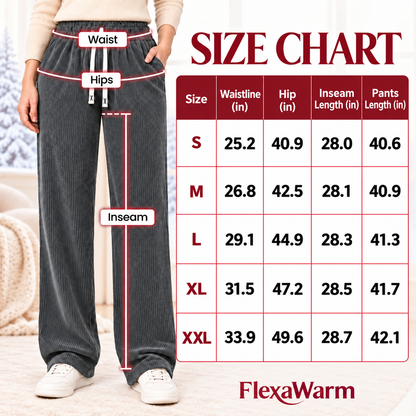 FlexaWarm size chart in inches