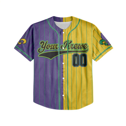 Custom Half and Half Mardi Gras Baseball Jersey