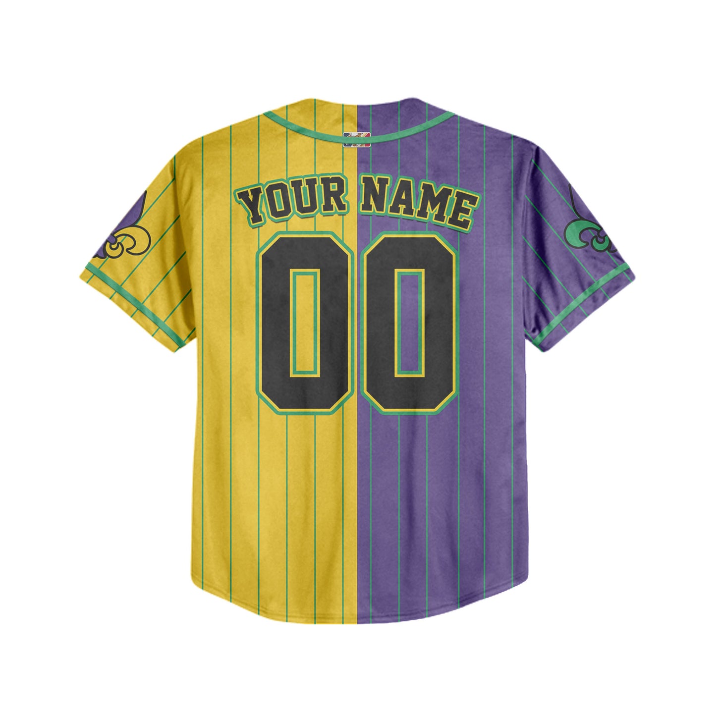 Custom Half and Half Mardi Gras Baseball Jersey