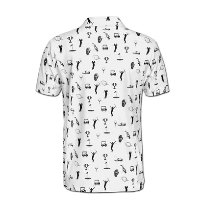 Funny Golf Icon Golfer Silhouette Golf Lover Men's Polo Shirt