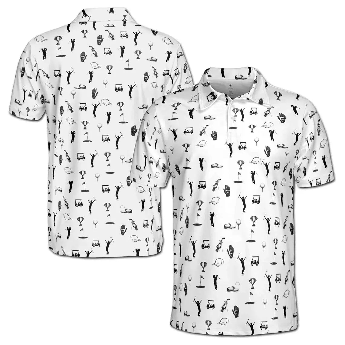 Funny Golf Icon Golfer Silhouette Golf Lover Men's Polo Shirt