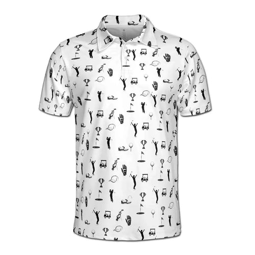 Funny Golf Icon Golfer Silhouette Golf Lover Men's Polo Shirt
