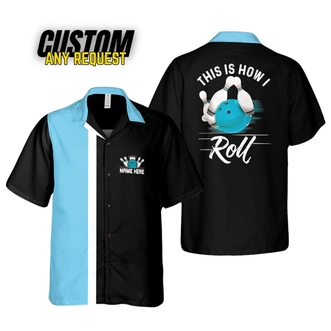 Personalized Retro Bowling Hawaiian Shirt, Custom Name Button Down Shirt, Bowler Shirts BL30