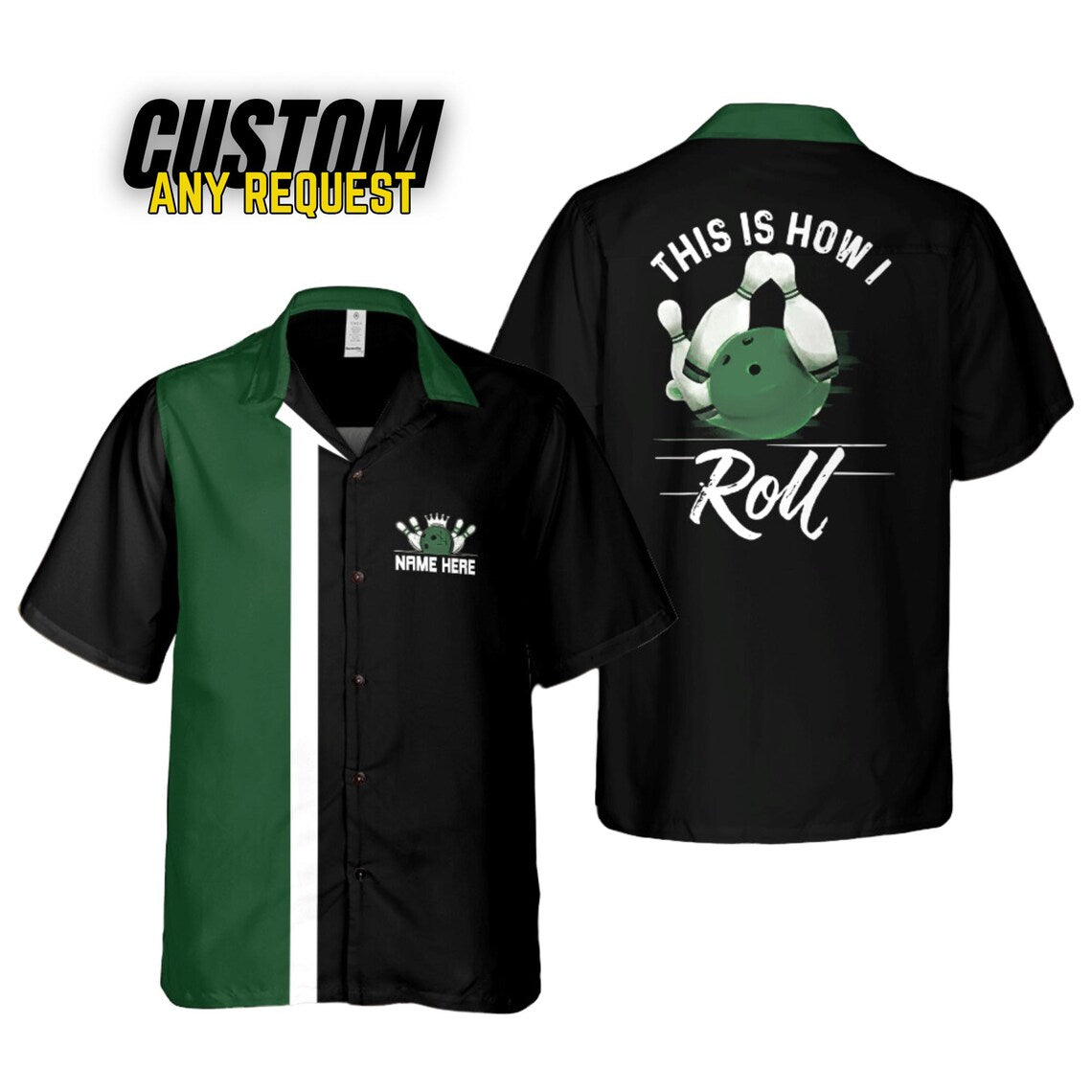 Personalized Retro Bowling Hawaiian Shirt, Custom Name Button Down Shirt, Bowler Shirts BL30