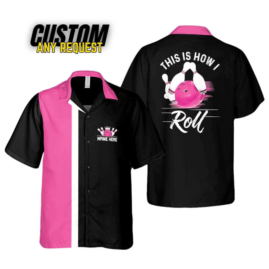 Personalized Retro Bowling Hawaiian Shirt, Custom Name Button Down Shirt, Bowler Shirts BL30