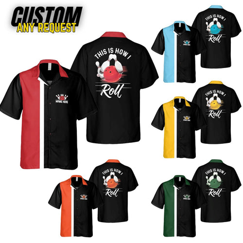 Personalized Retro Bowling Hawaiian Shirt, Custom Name Button Down Shirt, Bowler Shirts BL30