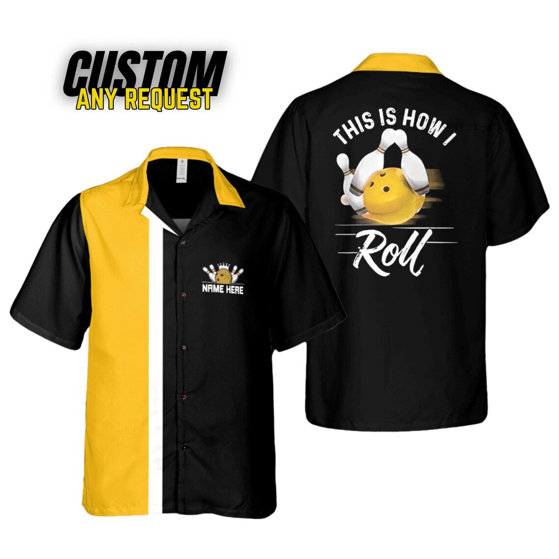 Personalized Retro Bowling Hawaiian Shirt, Custom Name Button Down Shirt, Bowler Shirts BL30