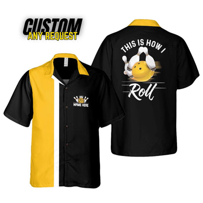 Personalized Retro Bowling Hawaiian Shirt, Custom Name Button Down Shirt, Bowler Shirts BL30