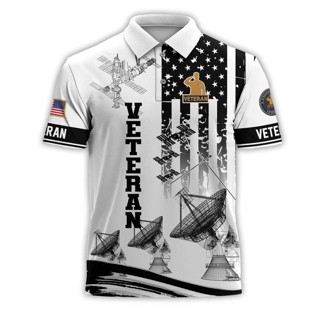 All Over Printed Veteran Polo – Military Polo, Patriotic Golf Polo, American Flag Polo Shirt
