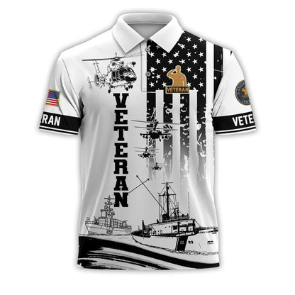 All Over Printed Veteran Polo – Military Polo, Patriotic Golf Polo, American Flag Polo Shirt