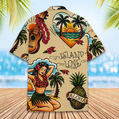 Island Love Hawaiian Shirt Men Women Youth, Vintage Aloha Short Sleeve Button-Down