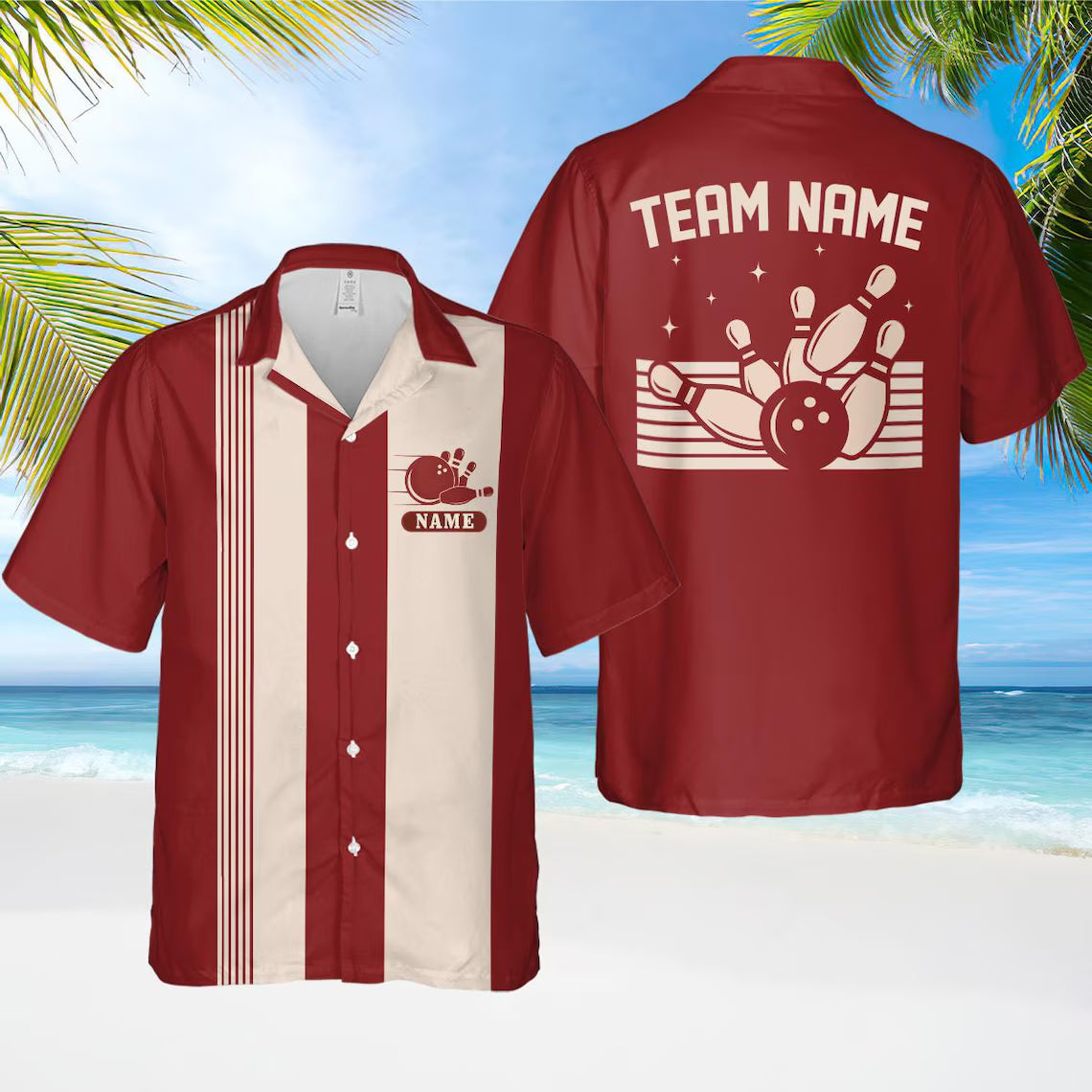 Personalized Retro Bowling Hawaiian Shirt, Custom Name Button Down Shirt