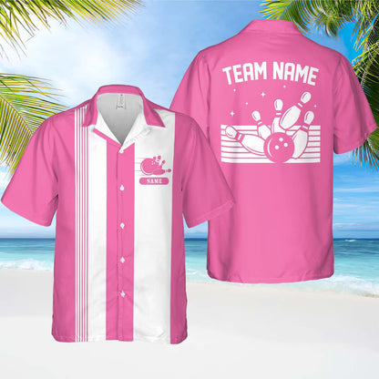 Personalized Retro Bowling Hawaiian Shirt, Custom Name Button Down Shirt