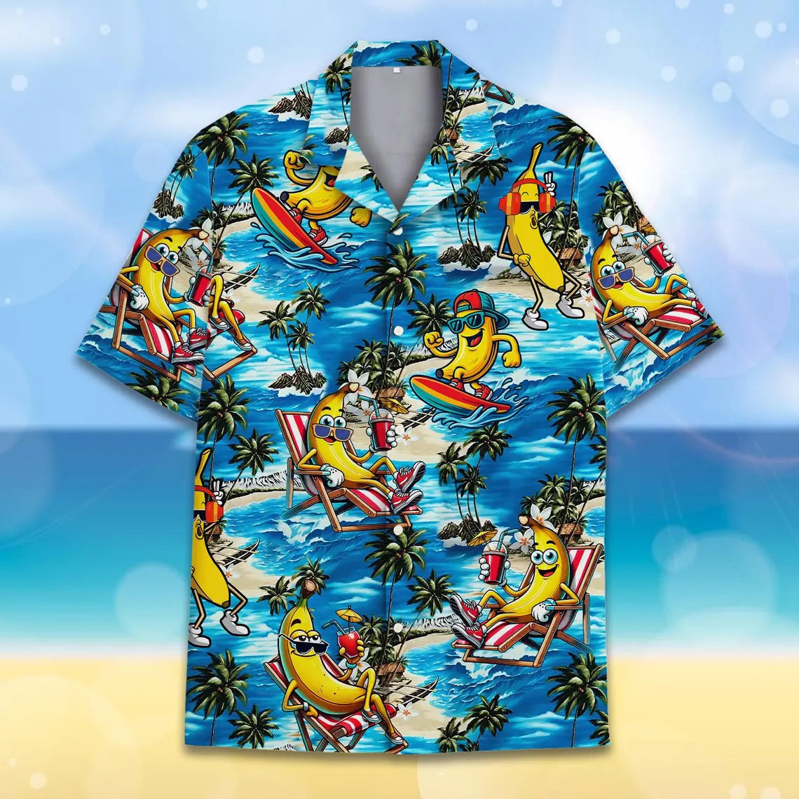 Funny Banana Hawaiian Shirt for Men Women Youth, Hula Banana Button-Down Short Sleeve Shirt, Tropical Summer Beach Party Shirt