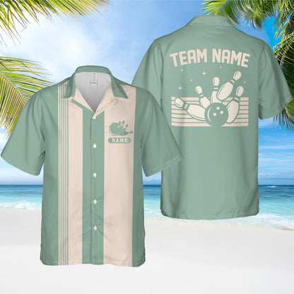 Personalized Retro Bowling Hawaiian Shirt, Custom Name Button Down Shirt