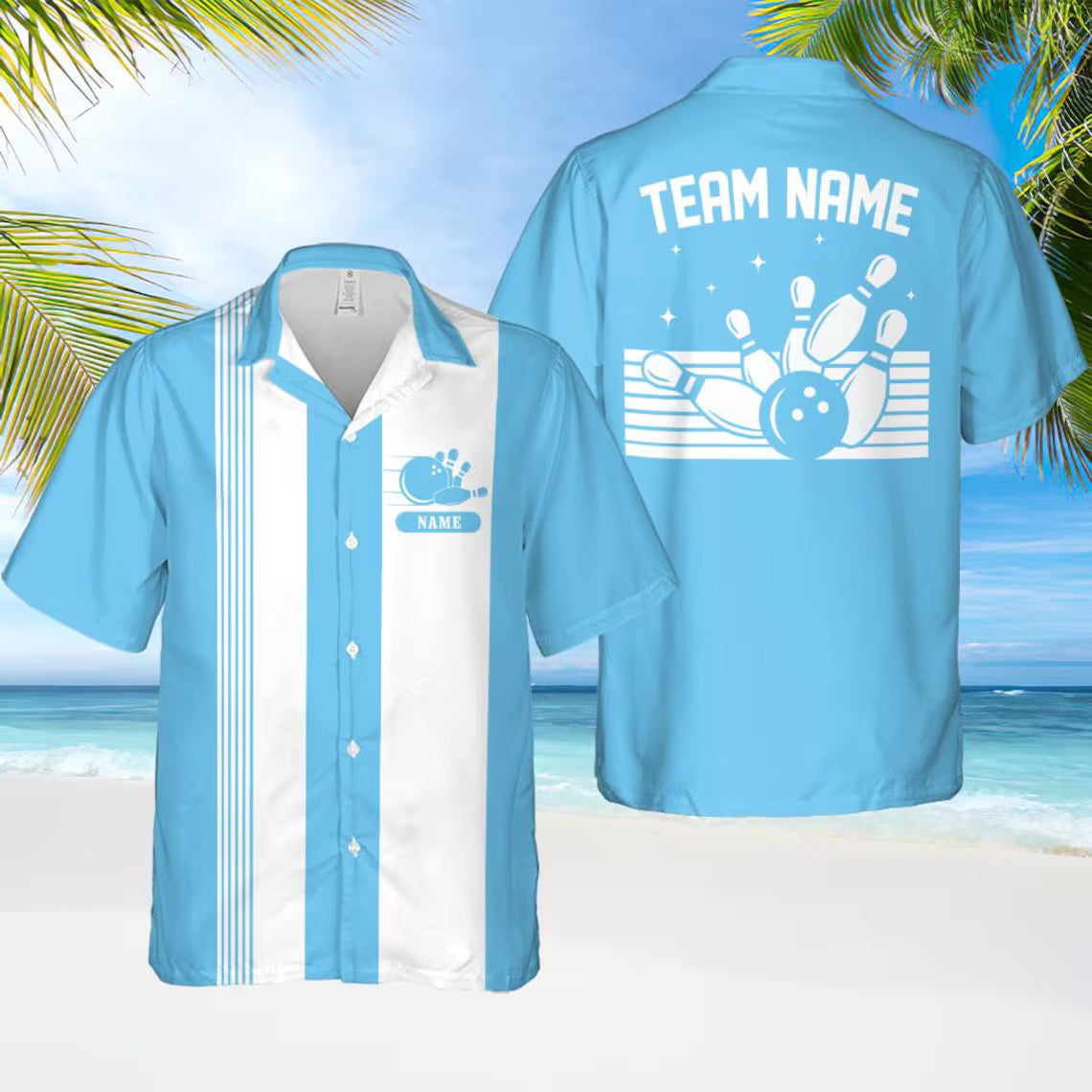 Personalized Retro Bowling Hawaiian Shirt, Custom Name Button Down Shirt
